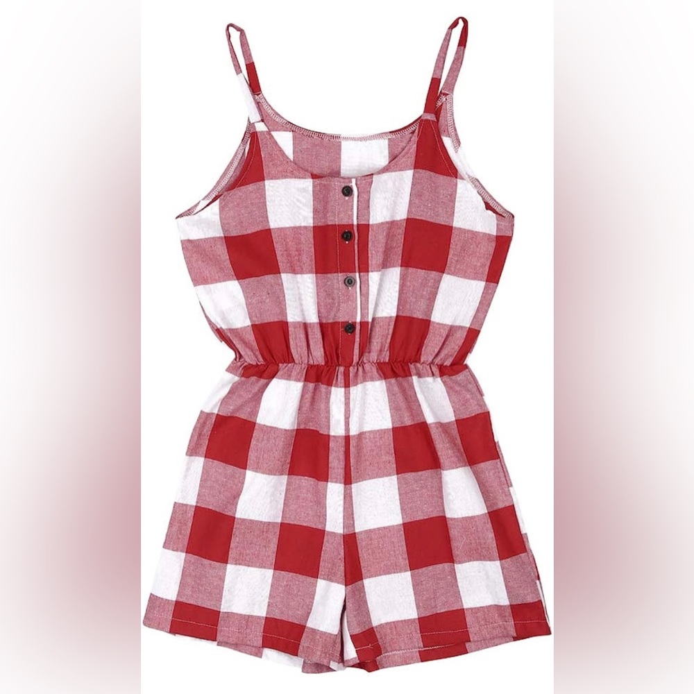 NWOT- Red and white plaid romper